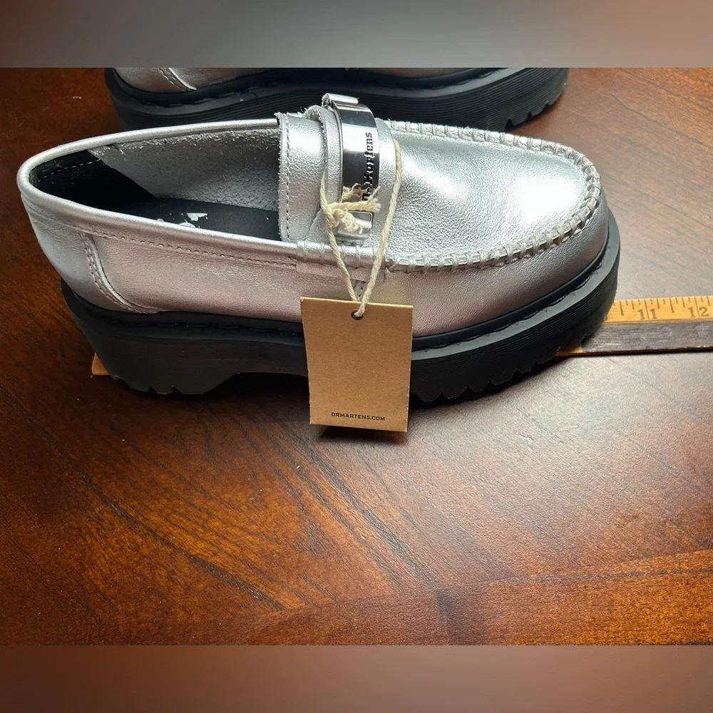 NEW Dr. Martens Silver Shoes with Black Soles